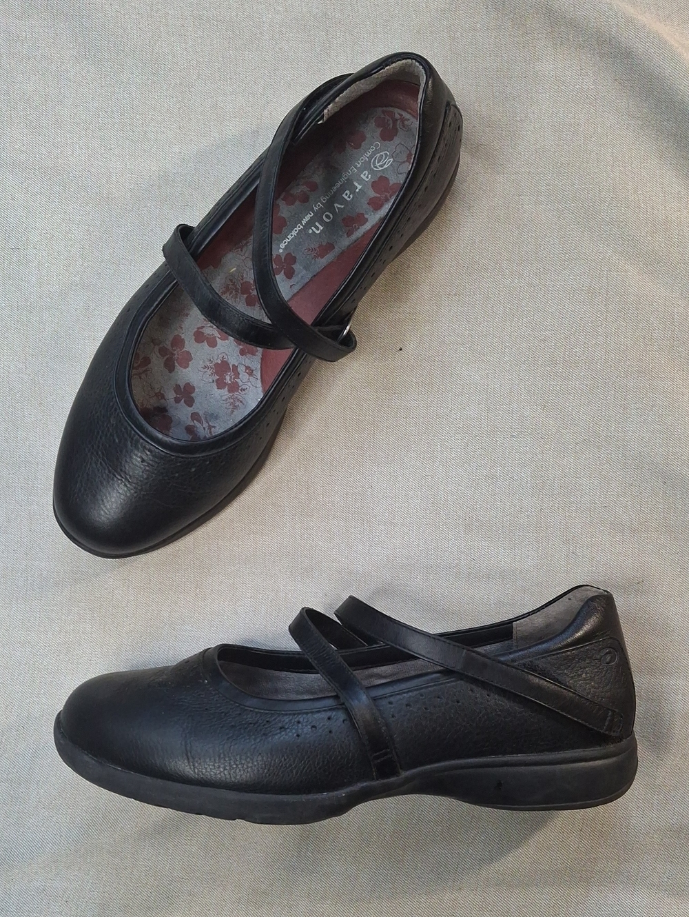 Aravon by New Balance Jodi Black Leather Mary Jane Comfort Shoes Vibram 7N